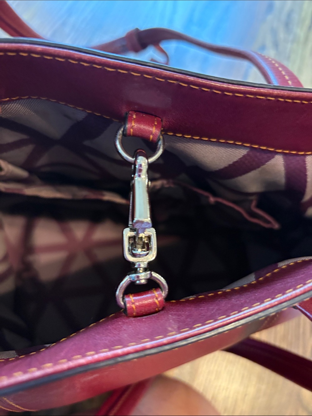 Lodis deep red leather bucket purse - Picture 12 of 14
